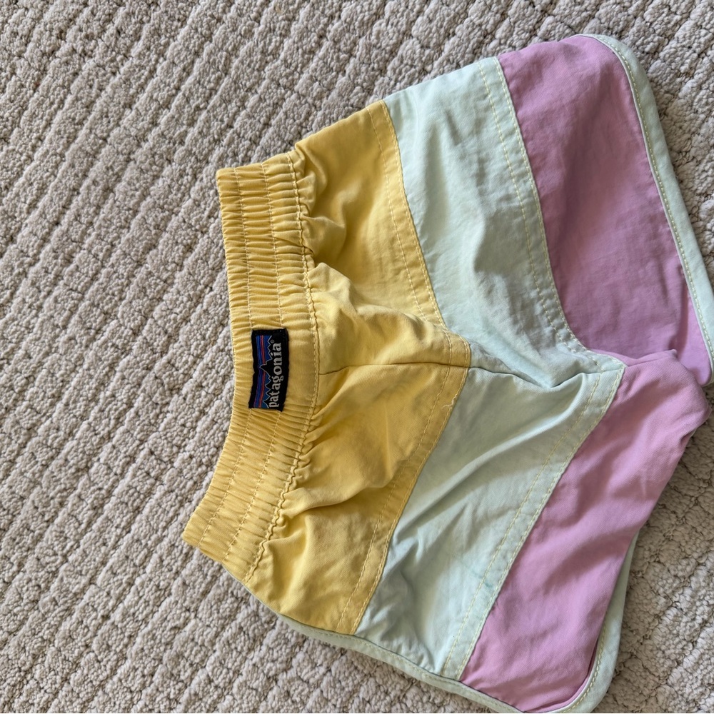 Patagonia Colorblock Girls' Shorts in Yellow, Mint, Pink